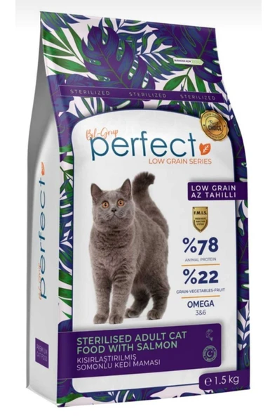PERFECT Az Tahıllı Kısırlaştırılmış Somonlu Kedi Maması 1.5 Kg ürün görseli 1