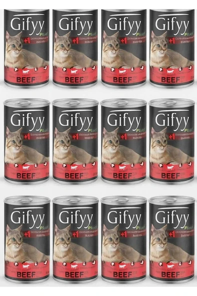 Gifyy Plus Biftekli Parça Etli Kedi Konserve 400 Gr 12'li ürün görseli 1