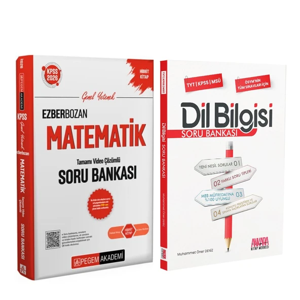 Pegem KPSS Ezberbozan Matematik ve AKM Dil Bilgisi Soru Bankası Seti 2 Kitap ürün görseli 1