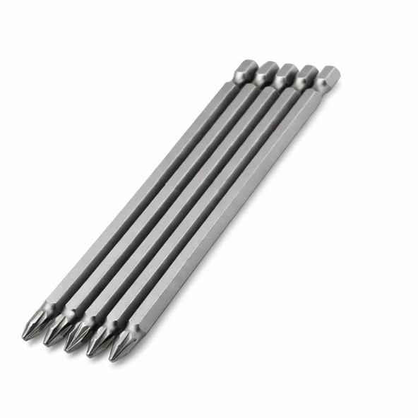 (5 Adet) Mıknatıslı 100 mm Pozidriv Bits Uç PZ2 Manyetik 1/4" Matkap Ucu 10 cm Güçlü Tayvan Çeliği ürün görseli 1