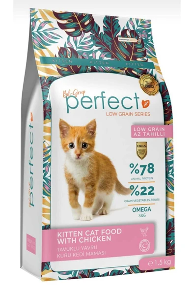 PERFECT Cat Plus , Az Tahıllı/Düşük Tahıllı Yavru Kedi Maması 1,5 Kg. Süper Premium Kalite ürün görseli 1