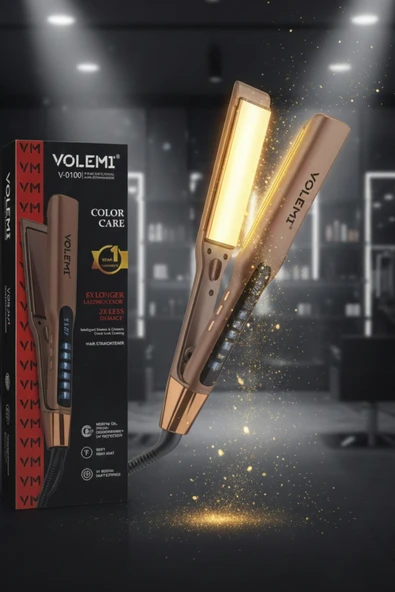 Volemı® V-0100 Profesyonel Seramik Dar Plakalı Saç Düzleştirici Hızlı Isınma Dijital Led Ekran ürün görseli 1