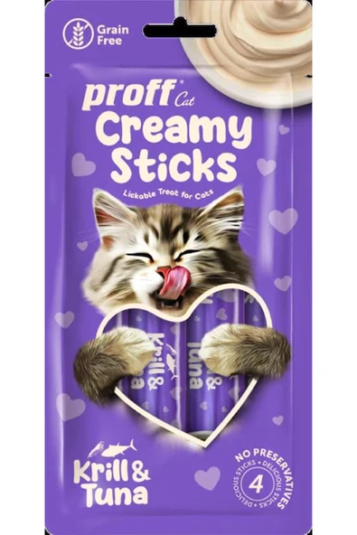 Proff Cat Creamy Sticks Krill Ve Ton Balıklı Kedi Ödülü 4*15 Gr. ürün görseli 1