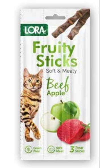 Lora Fruity Sticks Kedi Ödül Çubuğu (Biftekli & Elmalı ) (3Çubuk x 5Gr) x2Paket ürün görseli 1