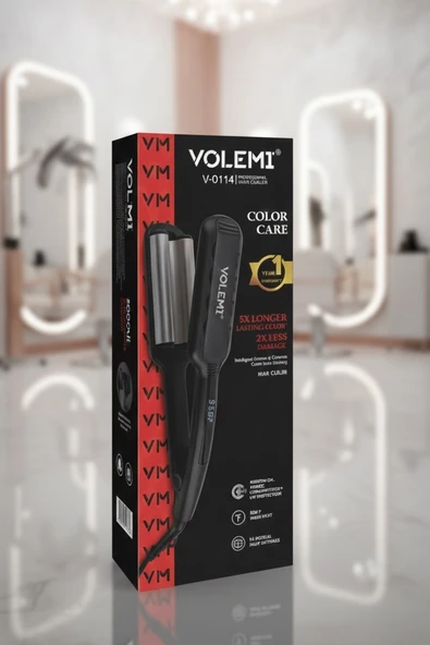 Volemı® V-0114 Profesyonel Saç Maşası Color Care, 5x Renk Koruma, Keratin Yağlı Seramik Kaplama Dijital Isı Ayarlı Maşa ürün görseli 1