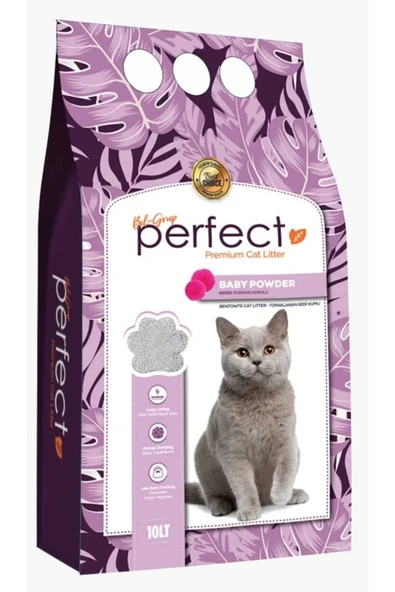 PERFECT 10 Lt Ince Taneli Bebek Pudrası Kokulu Kedi Kumu ( Bayb Powder ) ürün görseli 1