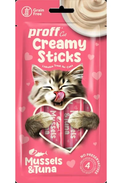 Proff Cat Creamy Sticks Midyeli Ve Ton Balıklı Kedi Ödülü 4*15 Gr. ürün görseli 1