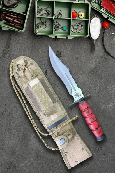 Halmak Outdoor Bıçak Mutfak Bıçak Komando Rambo Kamp Av Bıçak Çakı Kılıflı (30 Cm) ürün görseli 1