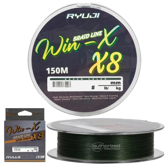 Ryuji WinX 8x 8 Kat 150m Örgü İp Misina Green Yeşil ürün görseli 1