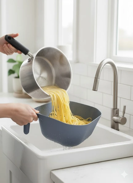 Mavi, Kare Makarna Süzgeci ürün görseli 1
