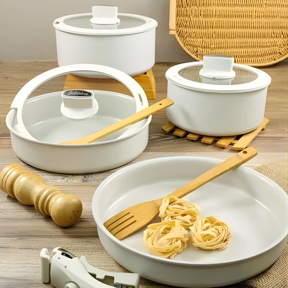 BELARIVA EASY COOK BEYAZ 8 PRC TENCERE SET ürün görseli 1