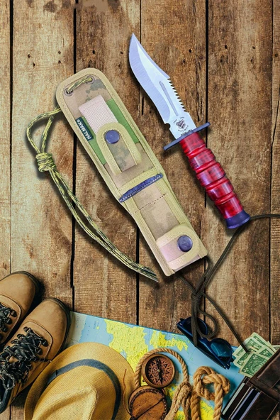 Halmak Outdoor Bıçak Mutfak Bıçak Komando Rambo Kamp Av Bıçak Çakı Kılıflı (25 Cm) ürün görseli 1