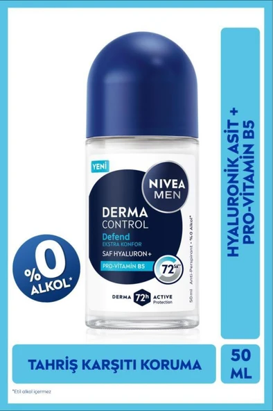 Nivea Men Derma Control Defend Erkek Roll-On Deodorant 50 ml ürün görseli 1