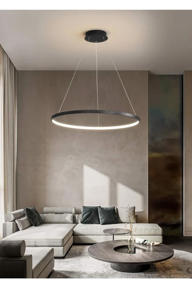 Pera Cesinova / Sarkıt Avize / Tekli Çember / 60 Cm / Antrasit Gövde / 3 Renk Işık ürün görseli 1