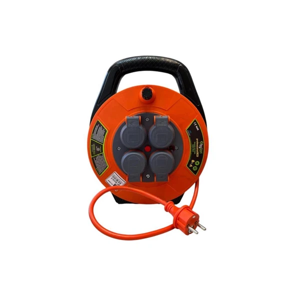Bylion 10315-F Seyyar Kablo Makarası 10 Metre 4 Prizli IP44 Kapaklı 230V 16A 1000W Uzatma Kablosu (3x1.5mm² CCA) ürün görseli 1