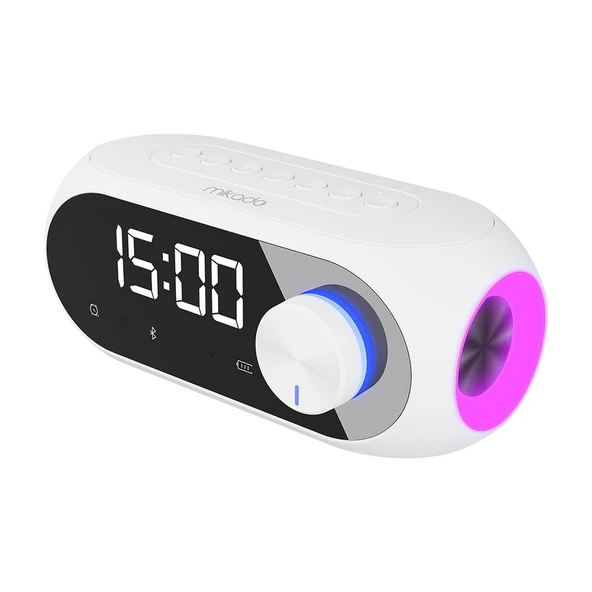 Mikado MD-W7 1200mAh 5W Beyaz Bluetooth-Aux-Derece-Usb-FM (RADYO) Alarmlı Saat Speaker Speaker ürün görseli 1