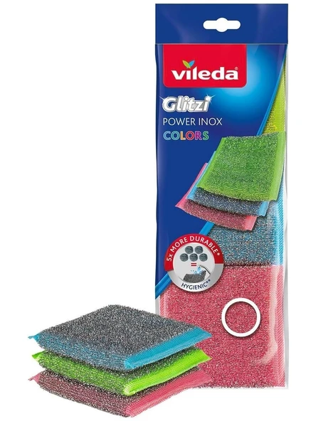 Vileda Power Inox Colors Çelik Bulaşık Sünger 3'lü ürün görseli 1