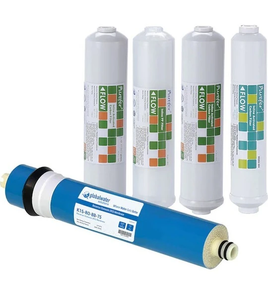 Aquames - Su Arıtma Cihazları 12" Inline Çubuklu 5'li Filtre Seti Nsf Sertifikalı ürün görseli 1