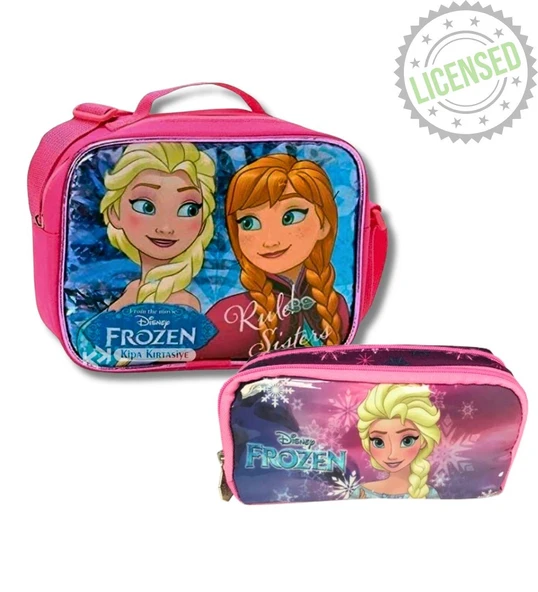 Disney Frozen Lisanslı Beslenme Çantası ve Kalemlik Seti - Elsa & Anna Desenli Kız Çocuk Okul Seti ürün görseli 1