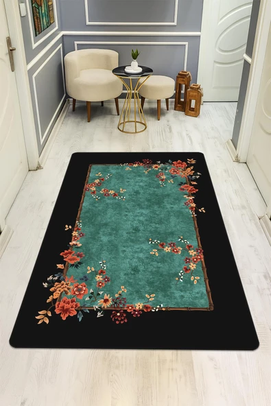 Vintage Desenli Dijital Baskı Kaymaz Taban Halı H0127 RENKLİ 140 X 200 ürün görseli 1