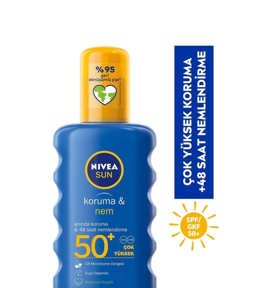 Nivea Sun Güneş Kremi Spf50 200 ml Sprey, Çok Yüksek Güneş Koruyucu Ve 48 Saat Nemlendirme ürün görseli 1