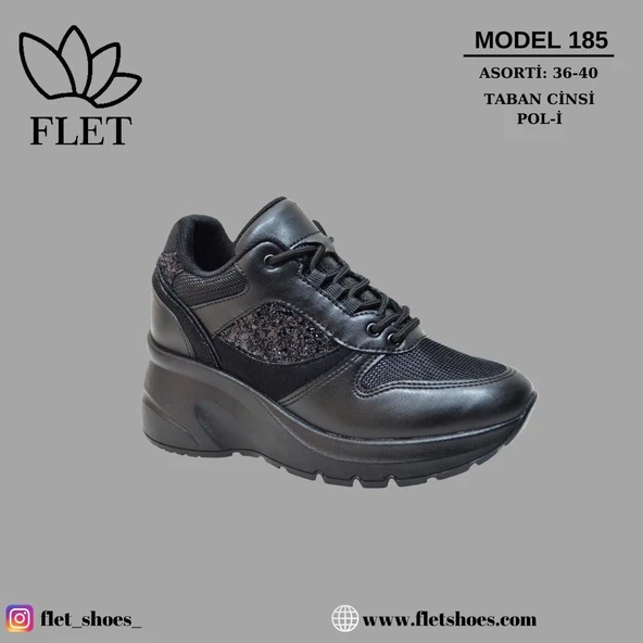 Flet 185 Siyah Kadın Spor Sneaker ürün görseli 1