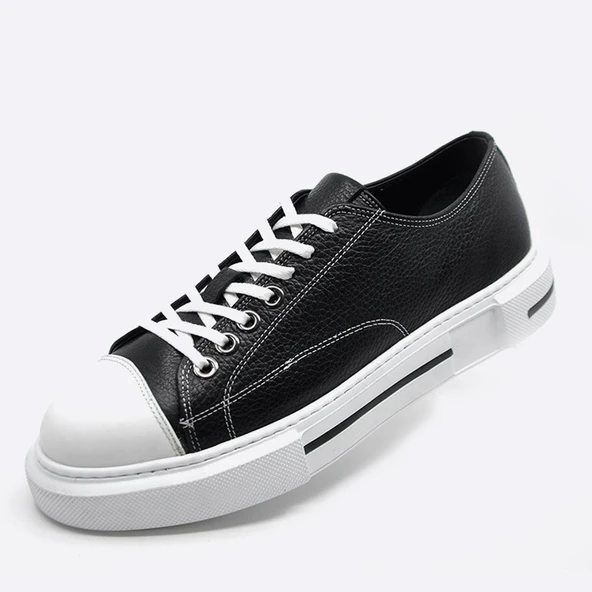 Fosco 9901 Siyah Beyaz Hakiki Deri Sneakers Ayakkabı ürün görseli 1
