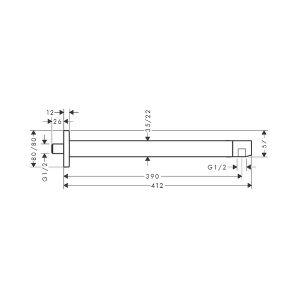 Hansgrohe Duş Dirseği E 39 cm Krom - Resim 2