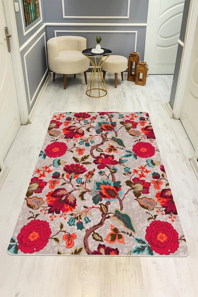 Vintage Desenli Dijital Baskı Kaymaz Taban Halı H0131 RENKLİ 160 X 230 ürün görseli 1