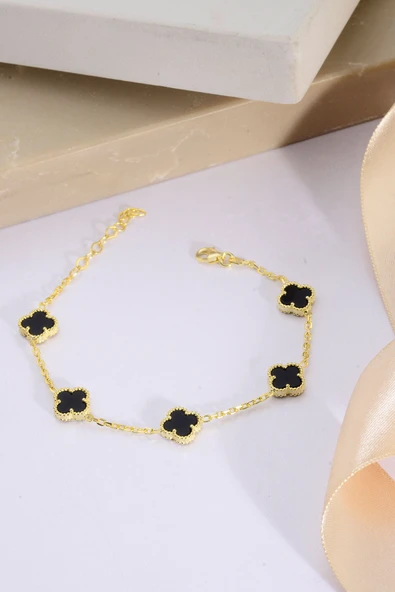 925 Ayar Gümüş Beşli 10 mm Yonca Bileklik ürün görseli 1