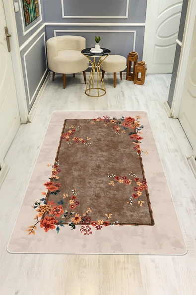 Vintage Desenli Dijital Baskı Kaymaz Taban Halı H0114 RENKLİ 80 X 200 ürün görseli 1