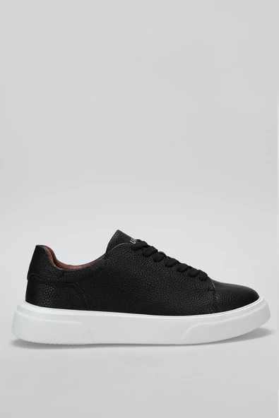 Lufian Tommy Siyah Beyaz Erkek Deri Sneaker ürün görseli 1