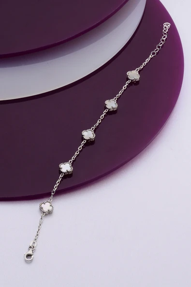 925 Ayar Gümüş Beşli 8 mm Yonca Bileklik ürün görseli 1