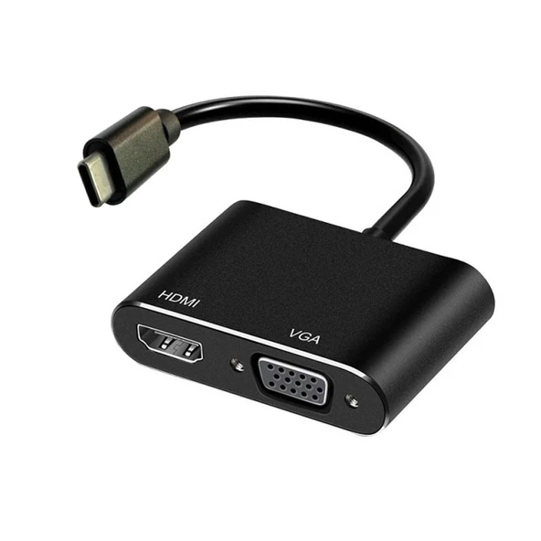 Type C to HDMI+VGA çevirici dönüştürücü adaptör USB C çevirici ürün görseli 1