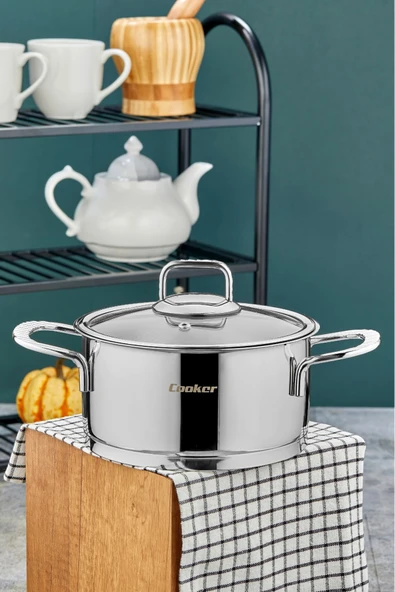 Cooker Bomonti 16 cm 2 Litre İndüksiyon Uyumlu Paslanmaz Çelik Derin Tencere CKR3191 ürün görseli 1