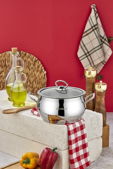 Cooker Lara 20 cm İndüksiyon Uyumlu Paslanmaz Çelik Derin Tencere CKR457 ürün görseli 1