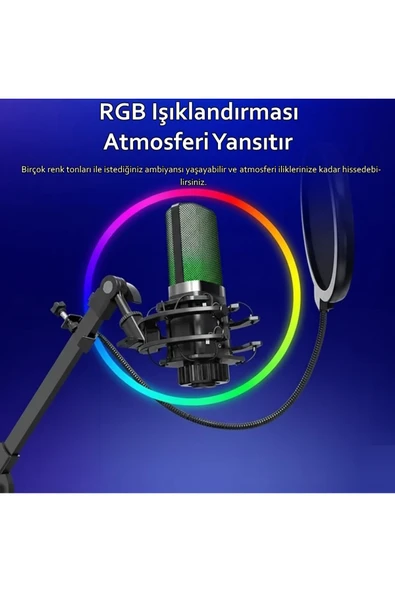 X3R RGB USB Condenser Profesyonel Mikrofon - Resim 7
