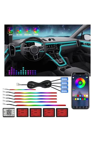 Araç Ambians Ortam Led Kontrollü Bluetooth Androıd Ios Newfron ürün görseli 1