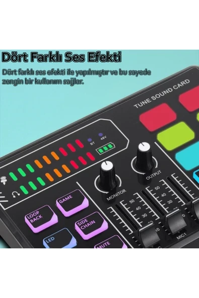 P100 RGB Profesyonel Stüdyo Mikrofon Mikser - Resim 3