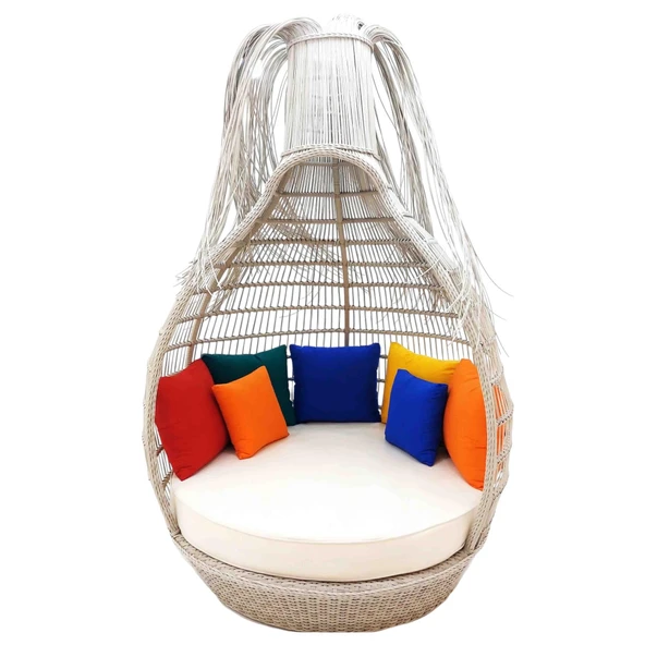 Tassel Daybed | 150 cm Rattan Bahçe Kral Yatağı ürün görseli 1