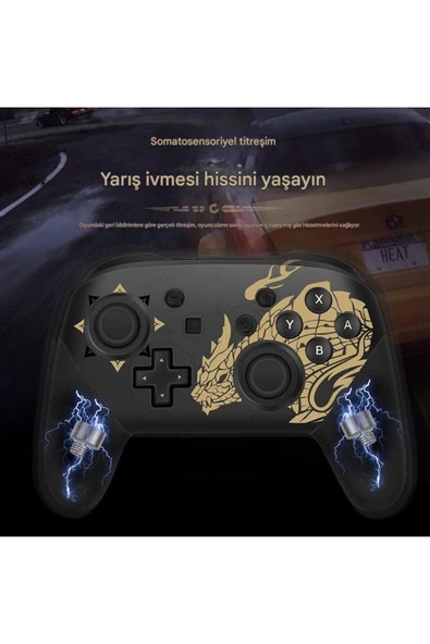 Nintendo Switch PRO Monster Hunter Rise Gold Controller Gamepad - Resim 6