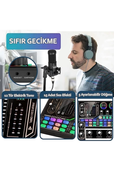 P16 RGB Profesyonel Stüdyo Mikrofon Mikser - Resim 4