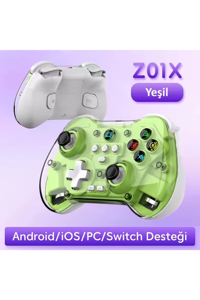 Z01X PC/IOS/Android/Switch/Switch Oled Uyumlu Bluetooth Bağlantılı Şeffaf Joystick Gamepad - Resim 2
