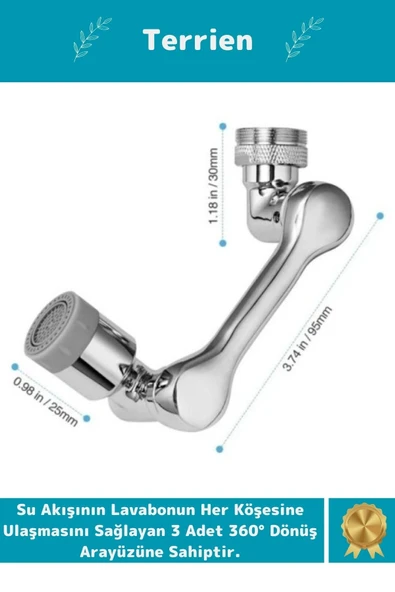 Home Serisi Metal Görünümlü 2 Modlu 360 Derece Dönebilen Pratik Mutfak Banyo Akrobat Musluk Başlığı ürün görseli 1