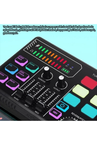 P100 RGB Profesyonel Stüdyo Mikrofon Mikser - Resim 4