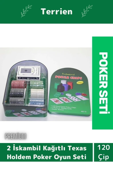 Profesyonel Blackjack 120 Poker Çipli 2 İskambil Kağıtlı Texas Holdem Casino Metal Poker Oyunu Seti ürün görseli 1