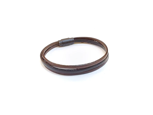 Minimal Dark Brown – Koyu Kahverengi Deri Erkek Bileklik-1388 ürün görseli 1