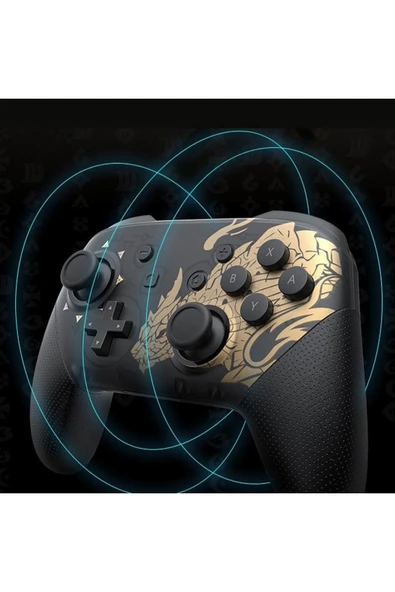 Nintendo Switch PRO Monster Hunter Rise Gold Controller Gamepad - Resim 4