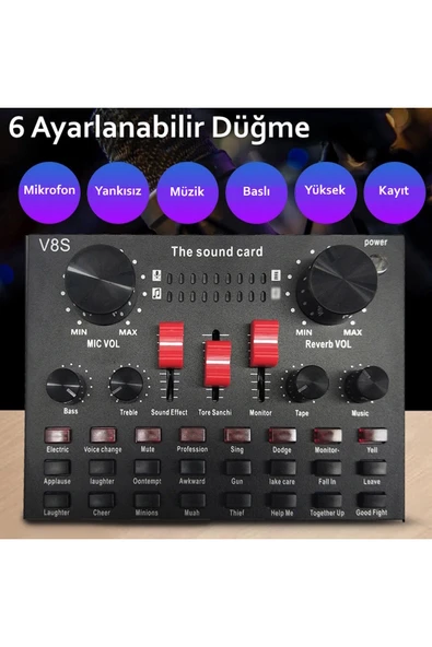 V8S USB Taşınabilir Profesyonel Stüdyo Mikser - Resim 5