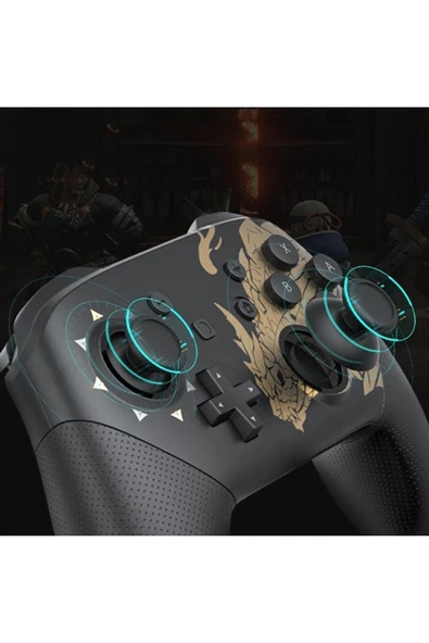 Nintendo Switch PRO Monster Hunter Rise Gold Controller Gamepad - Resim 5